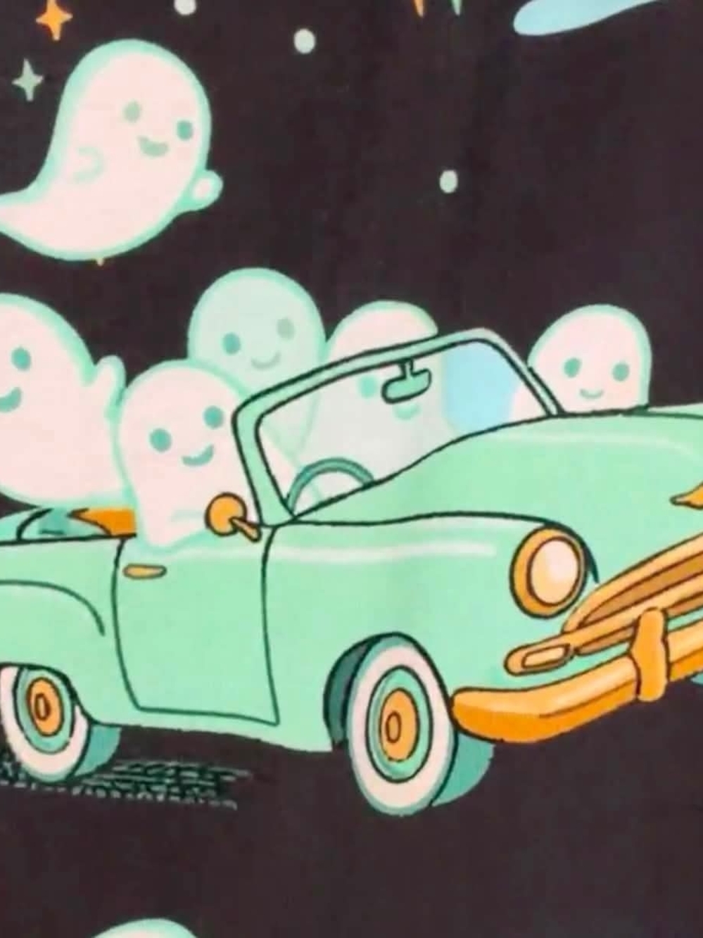 Women's Halloween  Mint Ghost Convertible Car Pajama Top